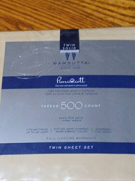 Wamsutta 444100315549 500 Thread Pima Cotton Twin Sheet Set Solid Gray. New Wamsutta 444100315549 500 Thread Pima Cotton Twin Sheet Set Solid Gray. New