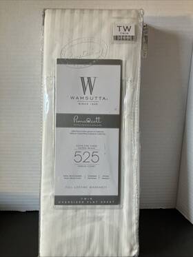 Wamsutta 444600027065 Pimacotton 525 Thread Count Oversized Flat Sheet Twin Stripe White