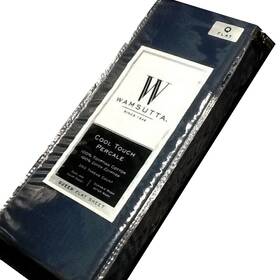 Wamsutta 817491014757 Oversized Navy Blue Cool Percale 350tc Egyptian Cotton Queen Flat Sheet