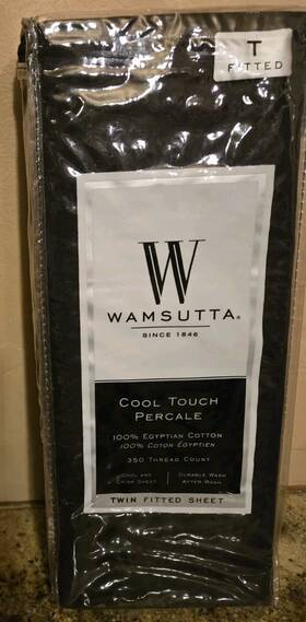 Wamsutta 817491015655 Black Egyptian Cotton 350 Thread Count Twin Fitted Sheet Cool Percale