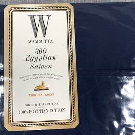 Wam300egst Wamsutta 300 Egyptian Cotton Sateen Midnight Navy Blue Twin Flat Sheet