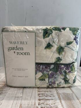 Waverly 026598556255 Vintage Garden Room Full Sheet Set Cottage Sweet Violets Floral Nip