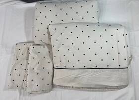 50774 Waverly King Sheet Set Black Dot Ivory Flat Fitted Pillowcases Piping Classic