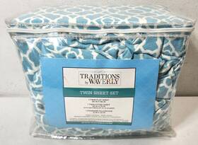 64223 Waverly Traditions By 100% Heavy Cotton Twin Size Sheet Set Bedding Blue New 64223 Waverly Traditions By 100% Heavy Cotton Twin Size Sheet Set Bedding Blue New