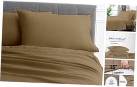 Way Fair 647521498031 4 Piece Sheet Set Twin Extra Long Size 100% Egyptian Xl Taupe Solid