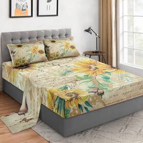 Zt240306013-fpbs-fa Wecozy 4 Pieces Full Size Bed Sheet Sets With Pillowcases Sunflower Floral Y