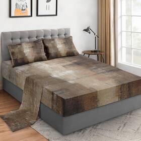 Zt24122101-fpbs-qa-fba Wecozy Queen Size Bed Sheet Sets With Pillowcases Brown Grey Painting 4 Pcs Soft Mi