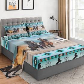 Zt24122110-fpbs-qa-fba Wecozy Queen Size Bed Sheet Sets With Pillowcases Horses Desert Animal 4 Pcs Soft M