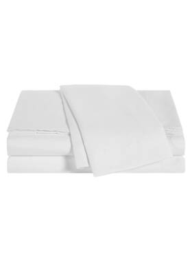 2000001685 Wellbeing Sunham White Solid 300 Thread Count Queen Sheet Set