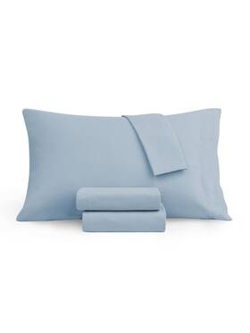 2000001689 Wellbeing Light Blue Solid 300 Thread Count Queen Sheet Set