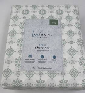 Welspun 887719211183 King 4pc Sheet Set Sateen Weave - Welhome By Ditsy Medallion Print