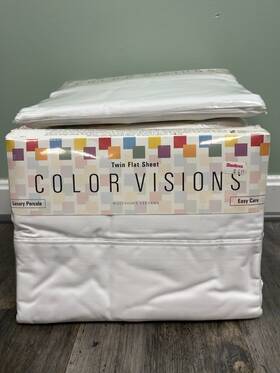 West Point Sevens 028828801395 Color Visions Stevens Twin Flat Sheet White Luxury Percale Lot Of 10