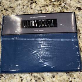 4841 West Point Stevens Inc. 028828547774 No-iron Luxury Percale Ultra Touch Navy Twin Flat Sheet