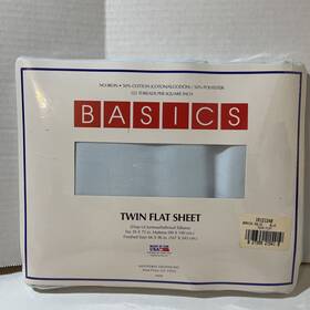 1r121240 Westpoint Stevens Twin Bed Size Solid Flat Sheet Light Blue Usa Nos Retro Basics Bedding