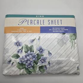 Westpoint Stevens 482196000390 X Mervyns Percale King Flat Sheet Fresh Violets Floral/striped Westpoint Stevens 482196000390 X Mervyns Percale King Flat Sheet Fresh Violets Floral/striped