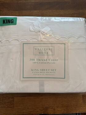 Westport Home 729016568549 Wh Luxury Hotel Collection White Embroidered King Sheets Set
