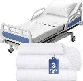White Classic 445028520520 3 Piece Hospital Bed Sheet Set Soft Jersey Knitted T-shirt Quality 1 Flat F