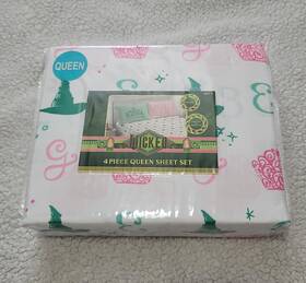 Sc327 Wicked Queen 4-piece Sheet Set White/pink/green Elphaba Glinda Poly Sc327 Wicked Queen 4-piece Sheet Set White/pink/green Elphaba Glinda Poly