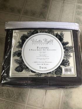 Winter Collection 655385184427 Nights Cotton Flannel 3-piece Twin Sheet Set Gray New Winter Collection 655385184427 Nights Cotton Flannel 3-piece Twin Sheet Set Gray New