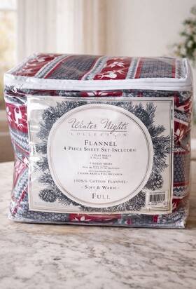 Winter Nights Collection 655385046282 New Deer Red 4 Piece 100% Cotton Flannel Full Sheet Set Winter Nights Collection 655385046282 New Deer Red 4 Piece 100% Cotton Flannel Full Sheet Set