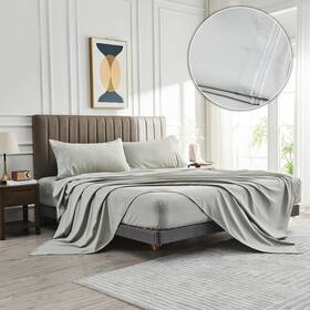 Wf03f-lg Wodfamy Full Size Bed Sheet Set 4pc Light Grey Microfiber Soft Deep Pocket Wrinkle Free Wf03f-lg Wodfamy Full Size Bed Sheet Set 4pc Light Grey Microfiber Soft Deep Pocket Wrinkle Free
