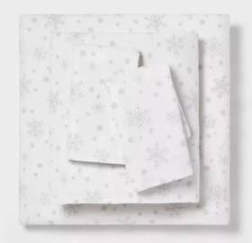 062-26-0969 Wondershop Ivory Snowflake Flannel Sheet Set Twin/xl