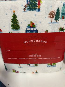 Wondershop 198101057952 Christmas Snowy Village Flannel Sheet Set Twin Nwot