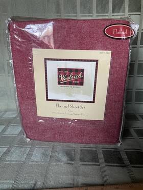 Woolrich 490601104533 Vtg 100% Cotton Premium Weight Flannel Sheet Set Sz King Red New In Bag