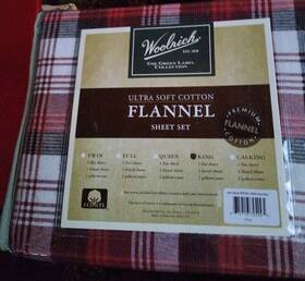 Woolrich 675716794095 Buffalo Plaid King Patterned Flannel Sheet Set Red - New In Pkg