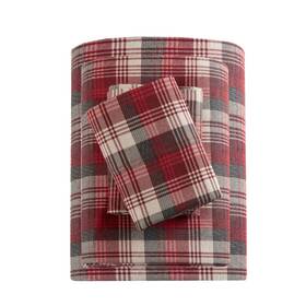 80879877 Woolrich California King Patterned Flannel Sheet Set Red Plaid