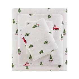 89698886 Woolrich Full Cotton Flannel Sheet Set Green Tree Trip -