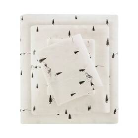 89698935 Woolrich King Cotton Flannel 4pc Sheet Set Black Pine Trees Sheets