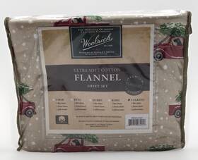 Wr20-2042 Woolrich Ultra Soft Cotton Flannel Sheet Set California King - Dogs And Trucks