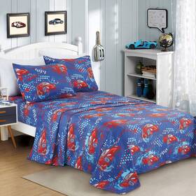 Wpm World Products Mart 812590035269 Red Race Cars Print Collection Bedding 3 Piece Racetrack Theme Twin Size Shee