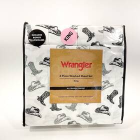 Wrangler 883893841109 Cowboy Boots N Hats Microfiber King Bed Sheet Set New