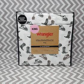 Wrangler 883893888111 6 Piece Washed King Size Sheet Set Cowboy Boots Hats Western Brown Wrangler 883893888111 6 Piece Washed King Size Sheet Set Cowboy Boots Hats Western Brown
