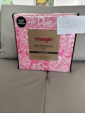 Wrangler 883893933125 6 Piece Western Pink Bandanna Paisley/floral King Size Sheet Set Sheets