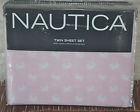 Wrinkle Resistant Nautica New 3pc Twin Sheet Set Pink Pinstripe White Crab Beach House 883893384378 Wrinkle Resistant Nautica New 3pc Twin Sheet Set Pink Pinstripe White Crab Beach House 883893384378