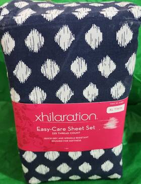 Xhilaration 490601001863 Easy-care Sheet Set Xl Twin Blue/white Diamond