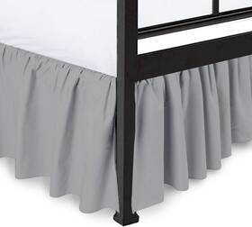 Ycmicrorufflebs18queensilver Yarns Of Cotton Queen Ruffled Bed Skirt With Split Corners - 18 Inch Drop Hotel Quality Brush