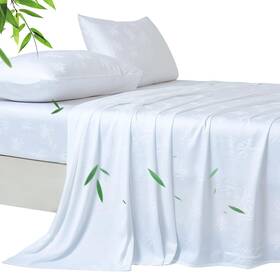 Cp4pcs-40sbamboo-th01-white-q Yiyea 100% Organic Viscose Derived From Bamboo Sheets Queen Size Luxury 400tc Jacquard