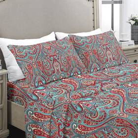 Cp4pcs-mm-sm147-q Yiyea Queen Sheet Set Luxury 1800tc Hotel Quality Double Brushed Microfiber Paisle
