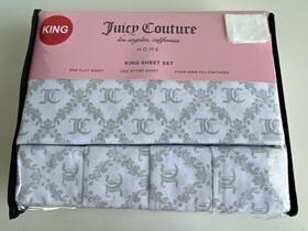 Jyz011113 Ymf Carpets Inc. Juicy Couture Grey Logo Sheet Set King Size Bed Sheets 4 Piece Soft New