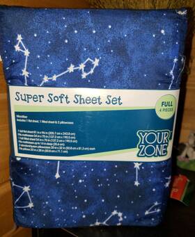 Your Zone 810029075473 Delicate Microfiber Sheet Set Super Soft Full Size Planets Stars New