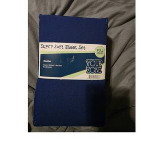 Ww01958f-02zs Your Zone Super Soft Full Sheet Set Stadium Blue Microfiber 4 Pieces