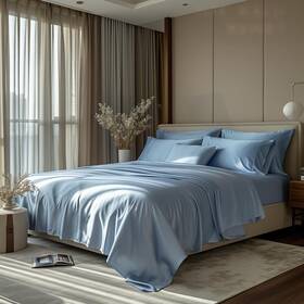 3a37hkbshequeen4blu Yssoa Queen Bed Sheet Set-cooling Breathable And Super Soft 4 Piece Bedding Sheets