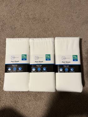 Ms890095812201 Yunus Textile Mills Mainstays 300 Thread Count Easy Care Flat Bed Sheet Twin/twin Xl White New 3ct Ms890095812201 Yunus Textile Mills Mainstays 300 Thread Count Easy Care Flat Bed Sheet Twin/twin Xl White New 3ct
