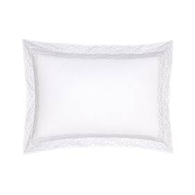 1060317 Yves Delorme Festons By France Cotton Sateen Pillow Sham With Embroidery New 1060317 Yves Delorme Festons By France Cotton Sateen Pillow Sham With Embroidery New