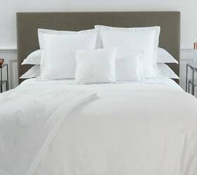 Yves Delorme 158449148429 New White Queen Flat Sheet 94x116 Inch Jacquard Feather Border France Yves Delorme 158449148429 New White Queen Flat Sheet 94x116 Inch Jacquard Feather Border France