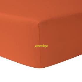 Yves Delorme 426884987252 Nwt Triomphe Coral Cal King 18 Inch Fitted Sheet Orange Cotton Sateen